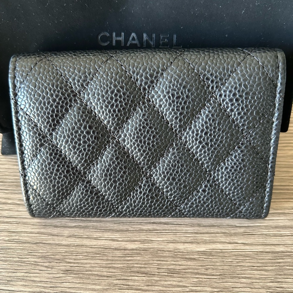 🔥 CHANEL Classic Flap Card Holder Black Caviar Leather Silver Metal‼️SOLD OUT‼️ - Picture 8 of 16